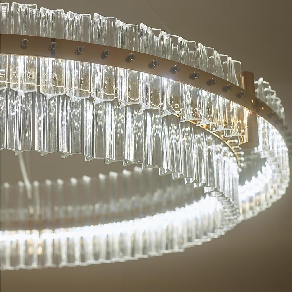 Modern Gold Round Crystal Chandelier LED Single Tier Hanging Light for Dining Room