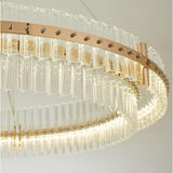 Modern Gold Round Crystal Chandelier LED Single Tier Hanging Light for Dining Room