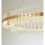 Modern Gold Round Crystal Chandelier LED Single Tier Hanging Light for Dining Room