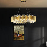 Modern Gold Round Crystal Chandelier Stainless Steel LED Ceiling Light Fixture