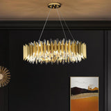 Modern Gold Round Crystal Chandelier Stainless Steel LED Ceiling Light Fixture