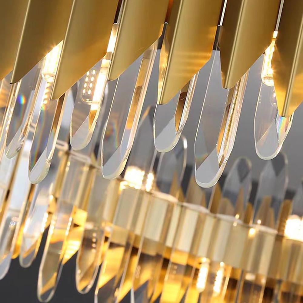 Modern Gold Round Crystal Chandelier Stainless Steel LED Ceiling Light Fixture