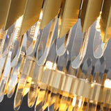 Modern Gold Round Crystal Chandelier Stainless Steel LED Ceiling Light Fixture
