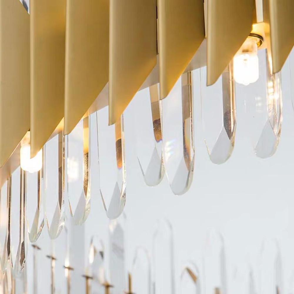 Modern Gold Round Crystal Chandelier Stainless Steel LED Ceiling Light Fixture