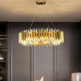 Modern Gold Round Crystal Chandelier Stainless Steel LED Ceiling Light Fixture