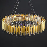 Modern Gold Round Crystal Chandelier Stainless Steel LED Ceiling Light Fixture