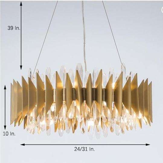 Modern Gold Round Crystal Chandelier Stainless Steel LED Ceiling Light Fixture