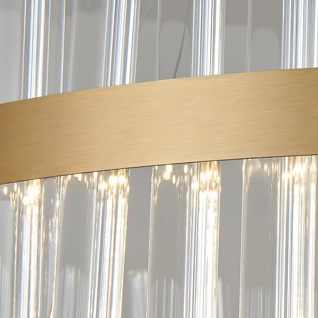 Modern Gold Round Crystal LED Chandelier 3 Step Dimming Nordic Pendant Light
