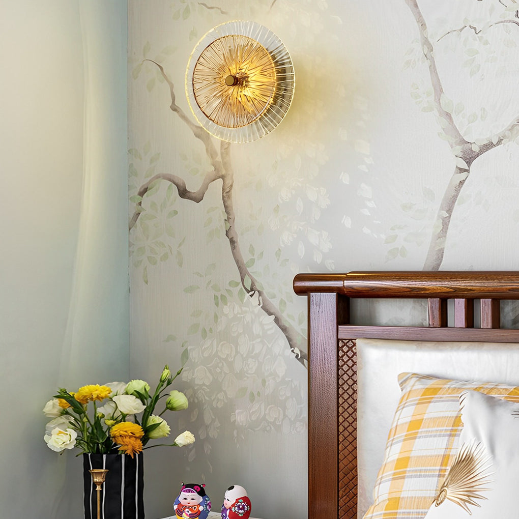 Modern Gold Round Glass LED Wall Sconce Nordic Indoor Lighting Fixture for Bedroom