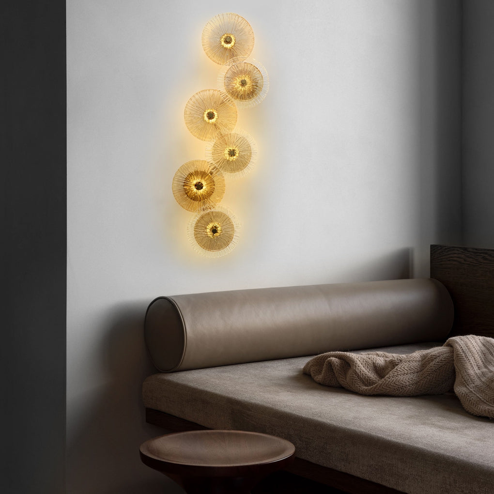 Modern Gold Round Glass LED Wall Sconce Nordic Indoor Lighting Fixture for Bedroom