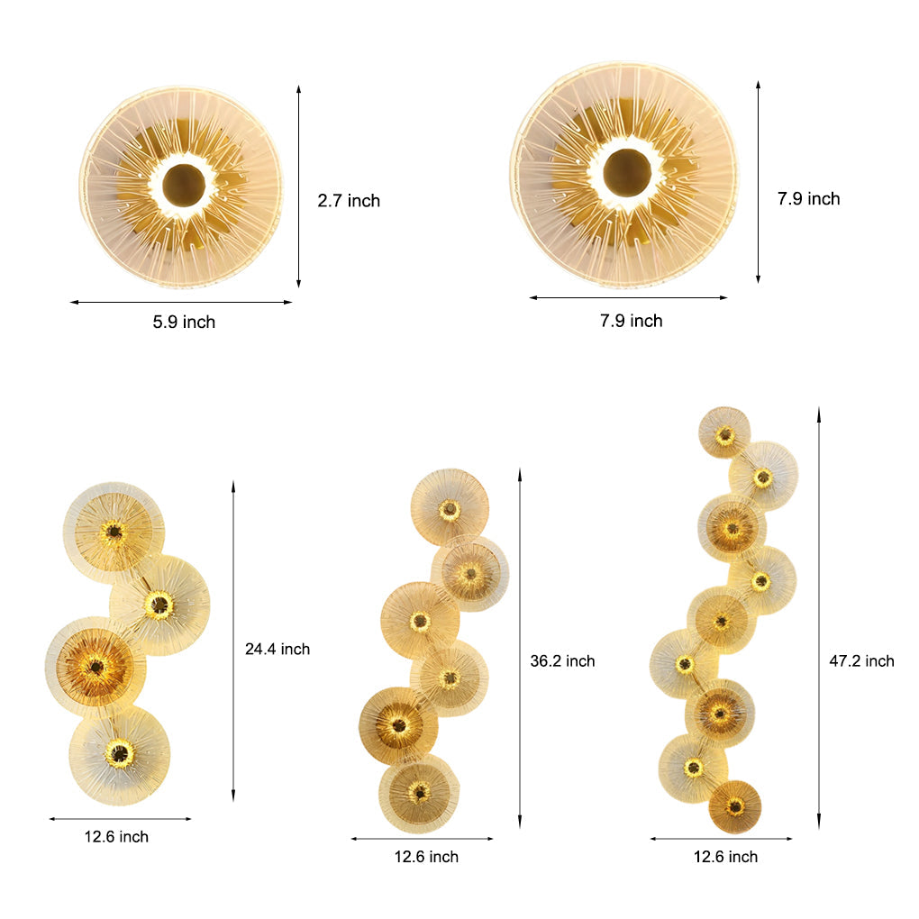 Modern Gold Round Glass LED Wall Sconce Nordic Indoor Lighting Fixture for Bedroom