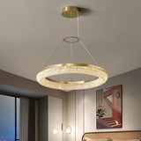 Modern Gold Round Ring Crystal LED Chandelier for Living Room and Dining Room