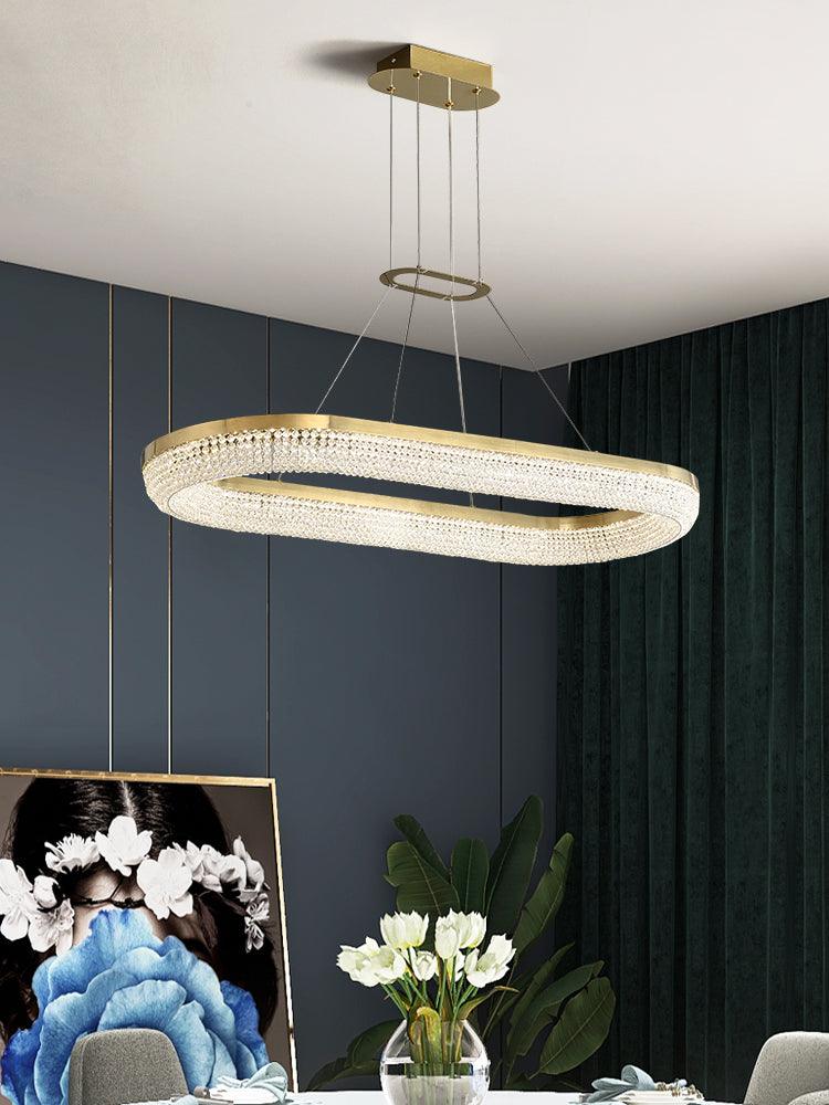 Modern Gold Round Ring Crystal LED Chandelier for Living Room and Dining Room