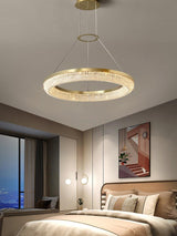 Modern Gold Round Ring Crystal LED Chandelier for Living Room and Dining Room