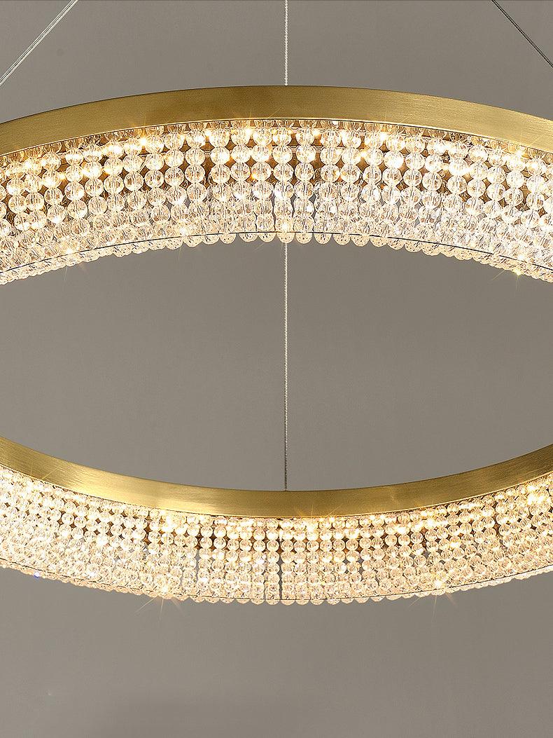 Modern Gold Round Ring Crystal LED Chandelier for Living Room and Dining Room