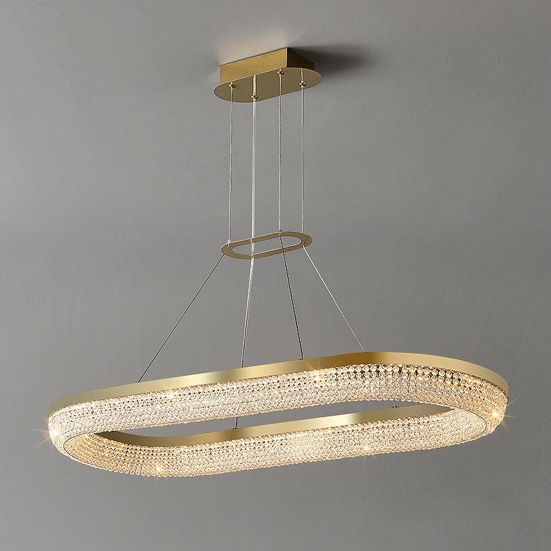 Modern Gold Round Ring Crystal LED Chandelier for Living Room and Dining Room