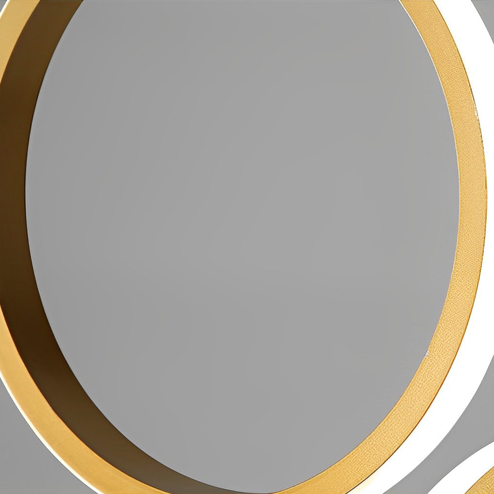 Modern Gold Round Ring LED Chandelier for Spiral Staircase and High Ceilings