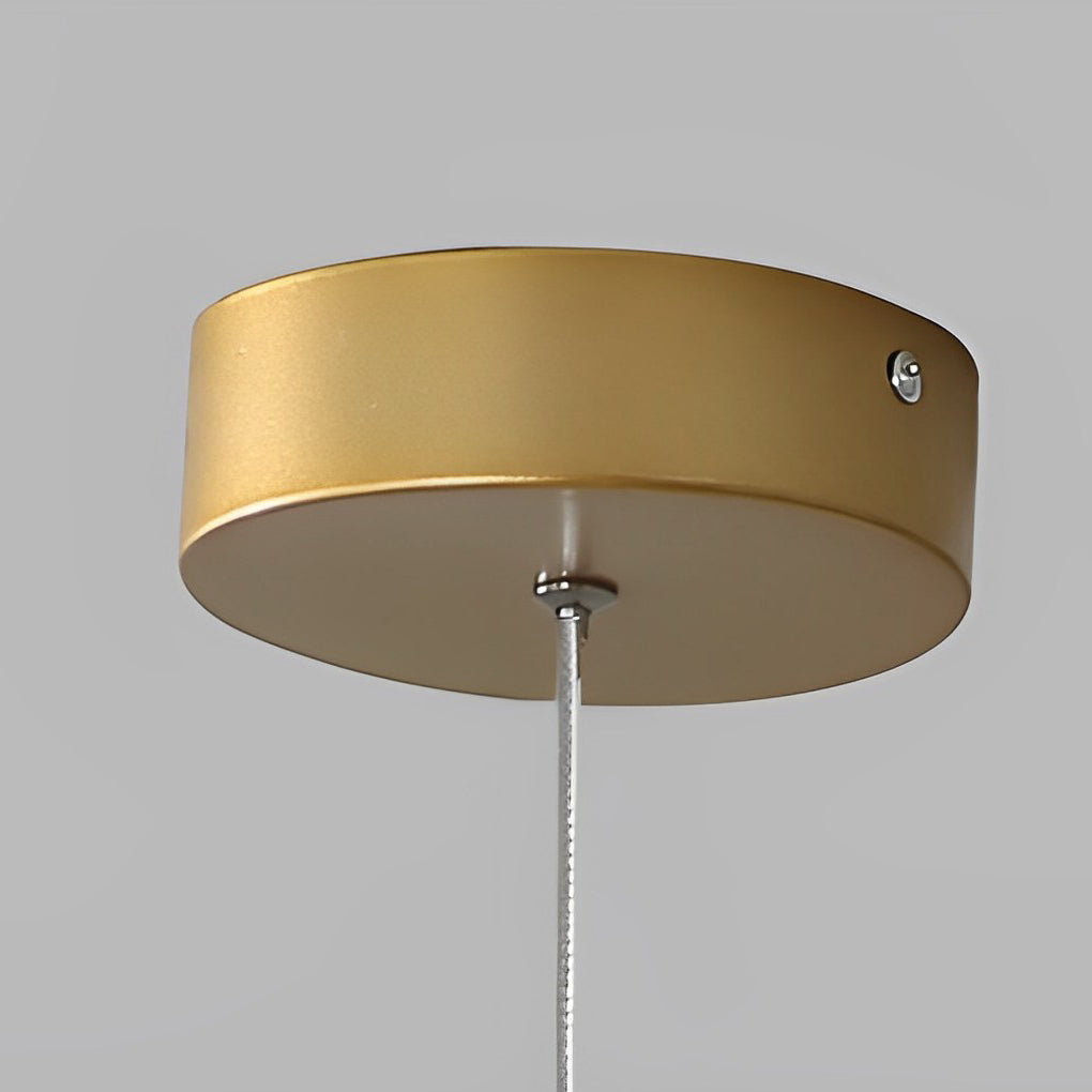 Modern Gold Round Ring LED Chandelier for Spiral Staircase and High Ceilings