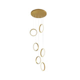 Modern Gold Round Ring LED Chandelier for Spiral Staircase and High Ceilings