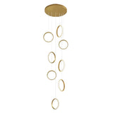 Modern Gold Round Ring LED Chandelier for Spiral Staircase and High Ceilings
