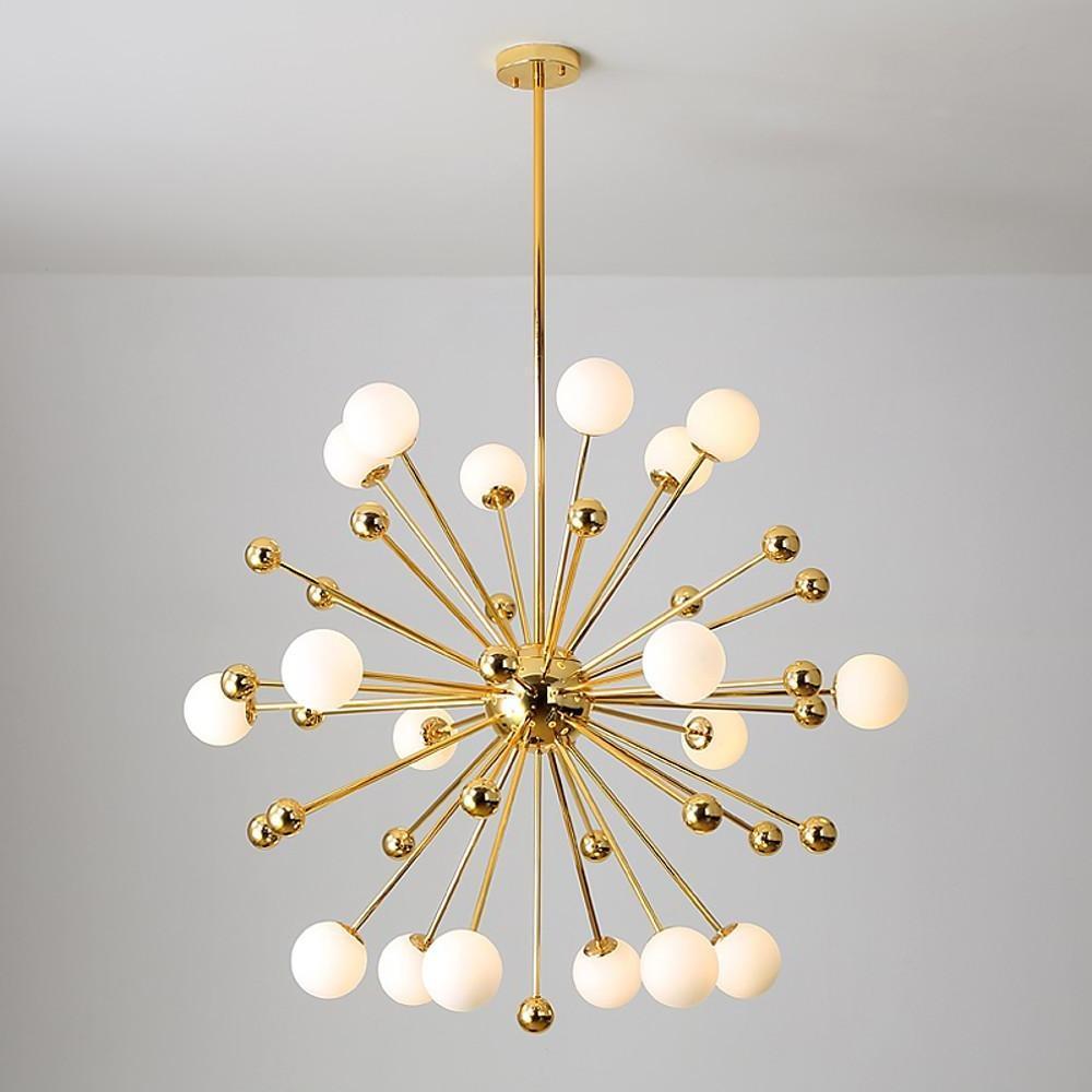 Modern Gold Sputnik Chandelier 18 Light Nordic Glass Globe Pendant for Living Room