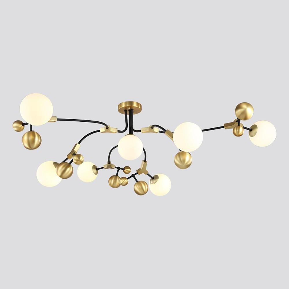 Modern Gold Sputnik Chandelier 7 Light LED Glass Globe Ceiling Fixture for Home Decor