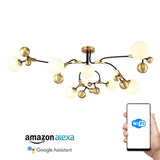 Modern Gold Sputnik Chandelier 7 Light LED Glass Globe Ceiling Fixture for Home Decor