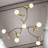 Modern Gold Sputnik Chandelier 7 Light LED Glass Globe Ceiling Fixture for Home Decor