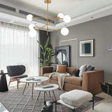 Modern Gold Sputnik Chandelier with 6 Glass Globe Lights Geometrical Pendant Lighting Fixture