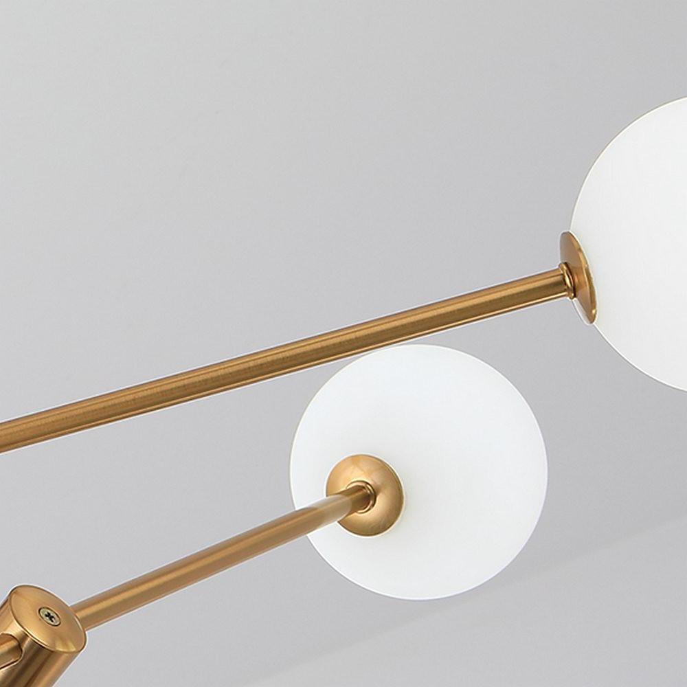 Modern Gold Sputnik Chandelier with 6 Glass Globe Lights Geometrical Pendant Lighting Fixture