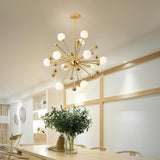 Modern Gold Sputnik Cluster Chandelier 12 Light Globe Glass Bubble Pendant Fixture