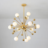Modern Gold Sputnik Cluster Chandelier 12 Light Globe Glass Bubble Pendant Fixture