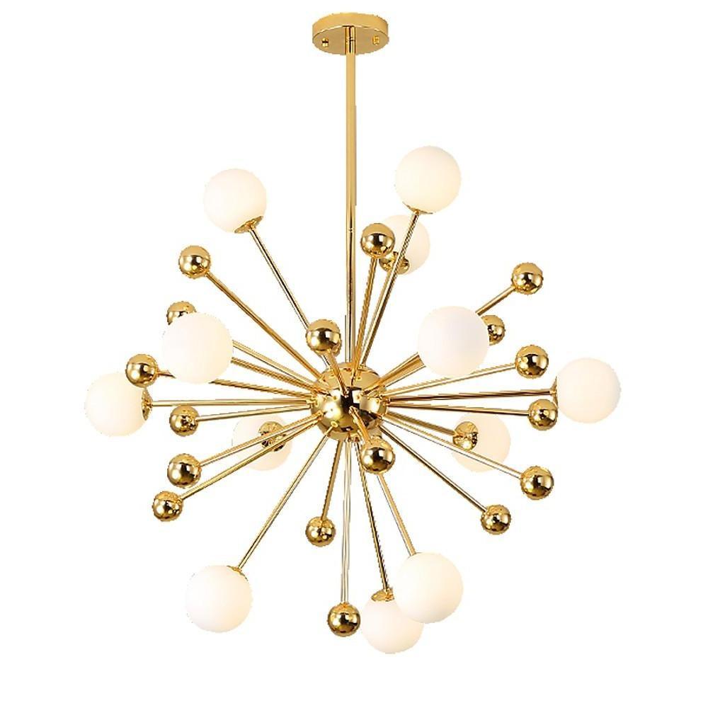 Modern Gold Sputnik Cluster Chandelier 12 Light Globe Glass Bubble Pendant Fixture