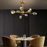Modern Gold Sputnik Crystal Chandelier 9 Light Luxury Geometric Pendant Ceiling Fixture