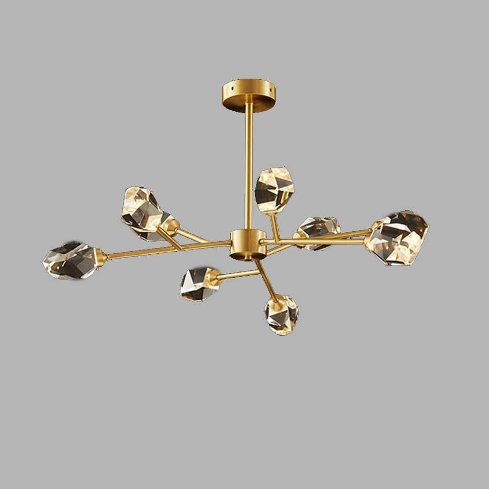 Modern Gold Sputnik Crystal Chandelier 9 Light Luxury Geometric Pendant Ceiling Fixture