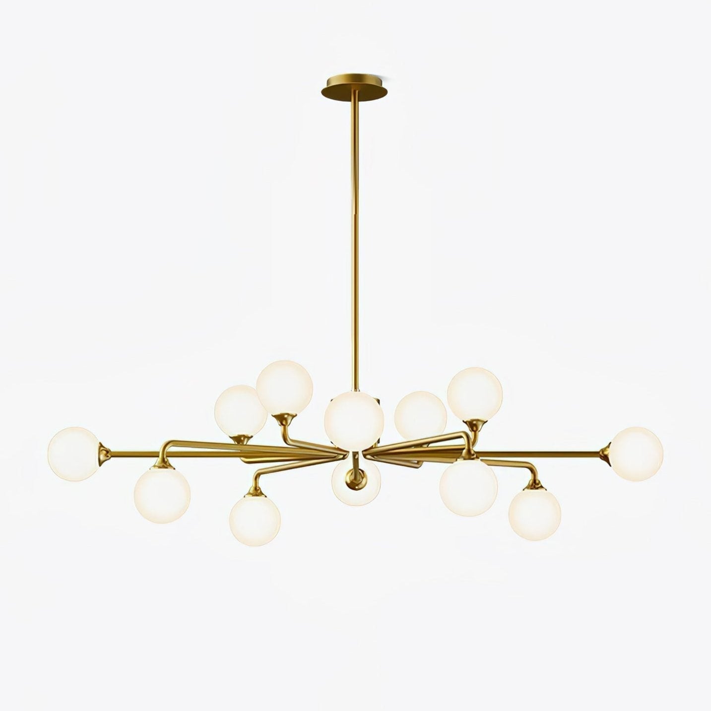 Modern Gold Staggered Glass Globe Chandelier Multi Arm Ceiling Light Fixture