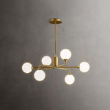 Modern Gold Staggered Glass Globe Chandelier Multi Arm Ceiling Light Fixture
