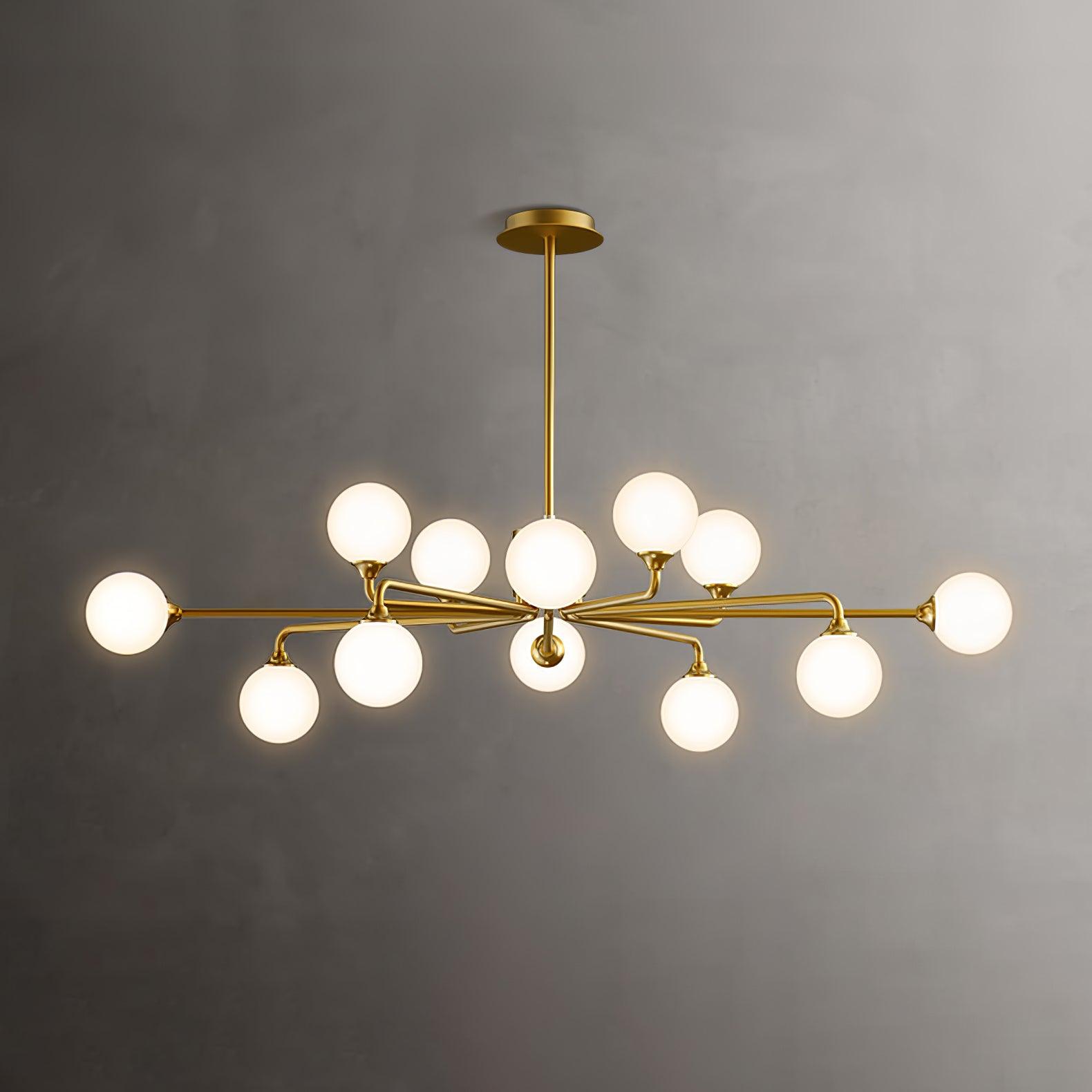 Modern Gold Staggered Glass Globe Chandelier Multi Arm Ceiling Light Fixture