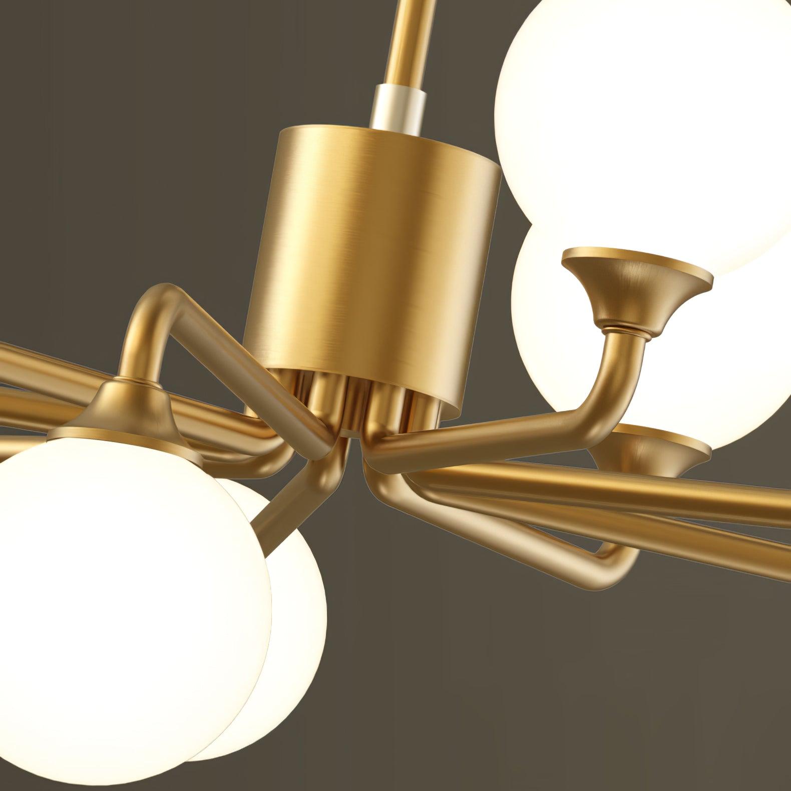 Modern Gold Staggered Glass Globe Chandelier Multi Arm Ceiling Light Fixture