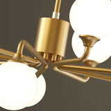 Modern Gold Staggered Glass Globe Chandelier Multi Arm Ceiling Light Fixture