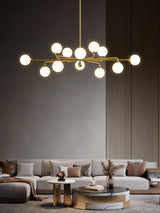 Modern Gold Staggered Glass Globe Chandelier Multi Arm Ceiling Light Fixture