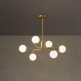 Modern Gold Staggered Glass Globe Chandelier Multi Arm Ceiling Light Fixture