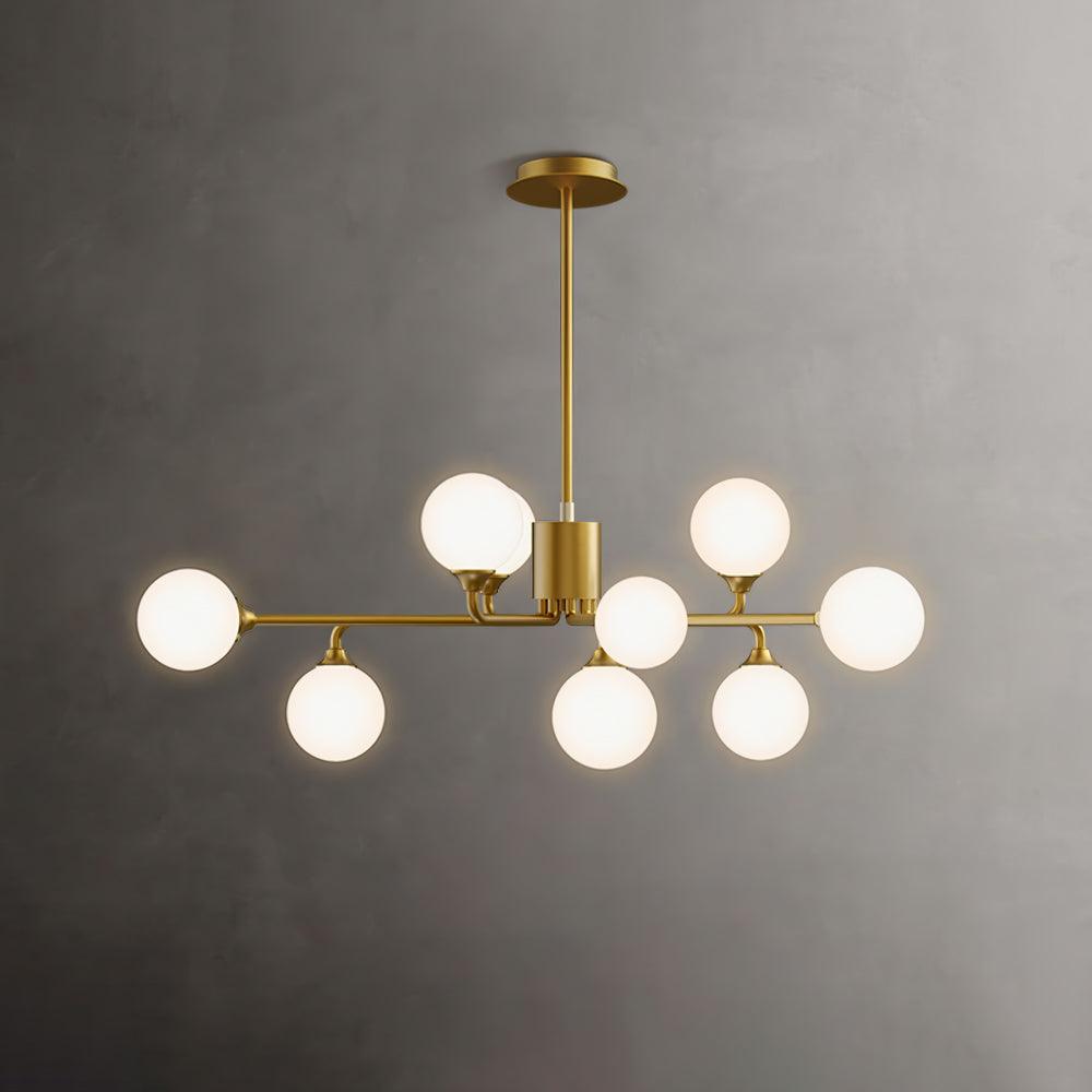 Modern Gold Staggered Glass Globe Chandelier Multi Arm Ceiling Light Fixture