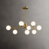 Modern Gold Staggered Glass Globe Chandelier Multi Arm Ceiling Light Fixture