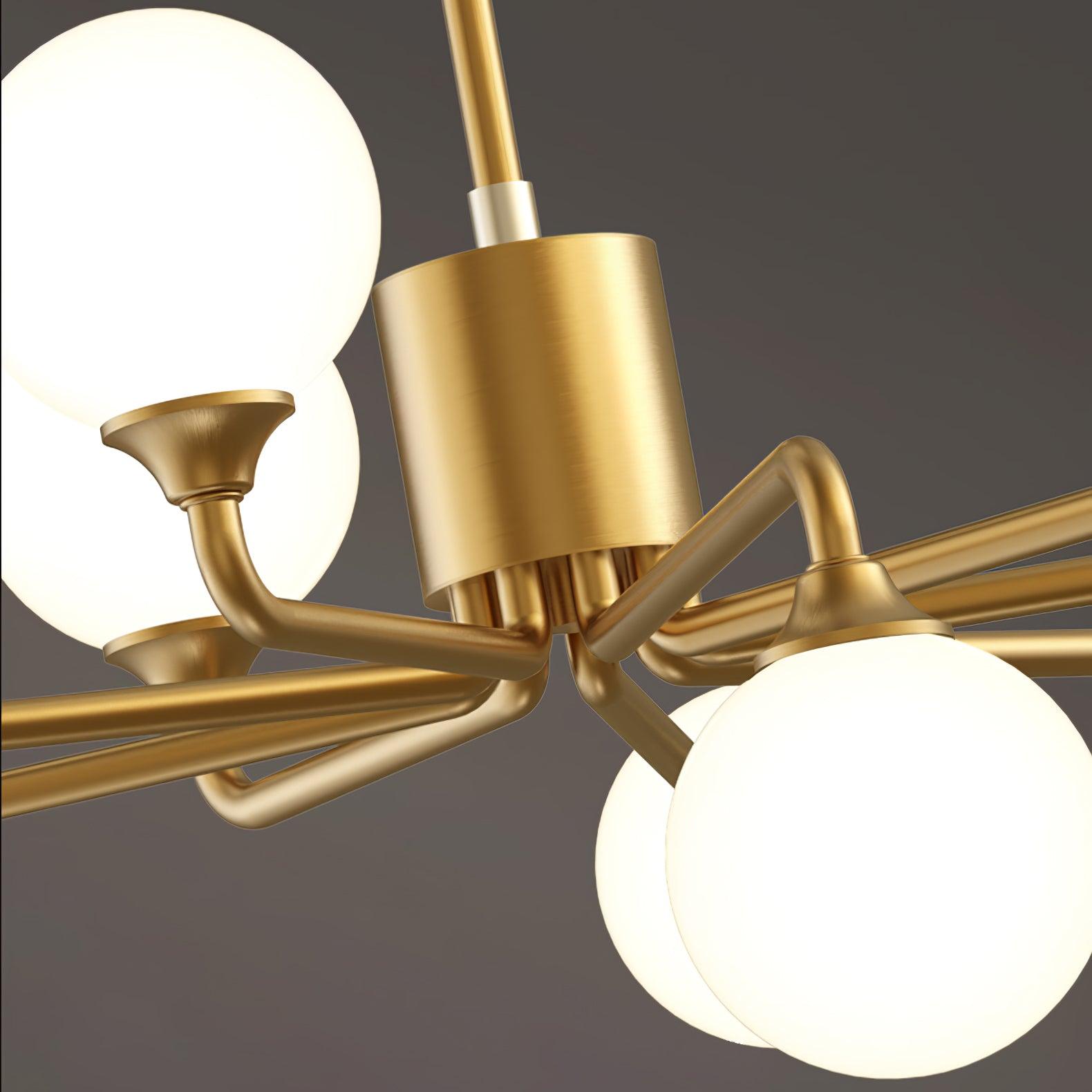 Modern Gold Staggered Glass Globe Chandelier Multi Arm Ceiling Light Fixture