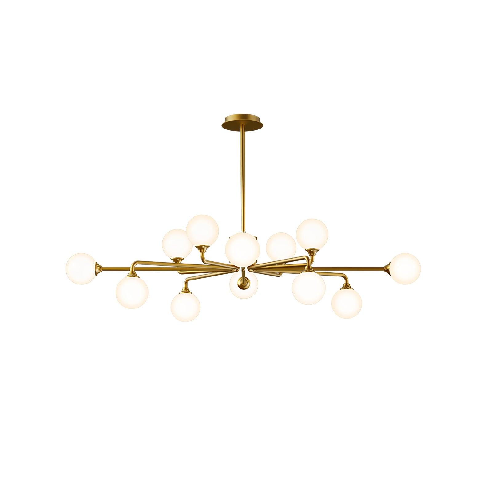 Modern Gold Staggered Glass Globe Chandelier Multi Arm Ceiling Light Fixture