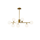 Modern Gold Staggered Glass Globe Chandelier Multi Arm Ceiling Light Fixture