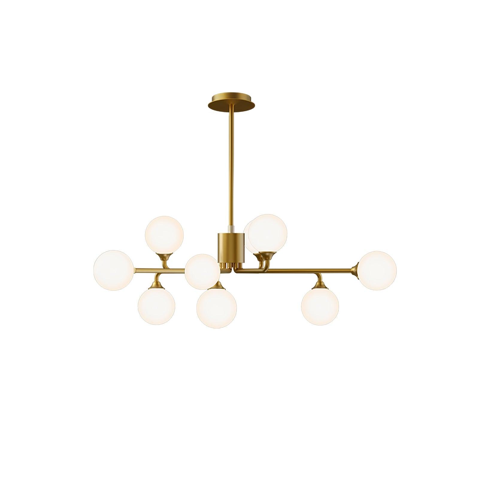 Modern Gold Staggered Glass Globe Chandelier Multi Arm Ceiling Light Fixture