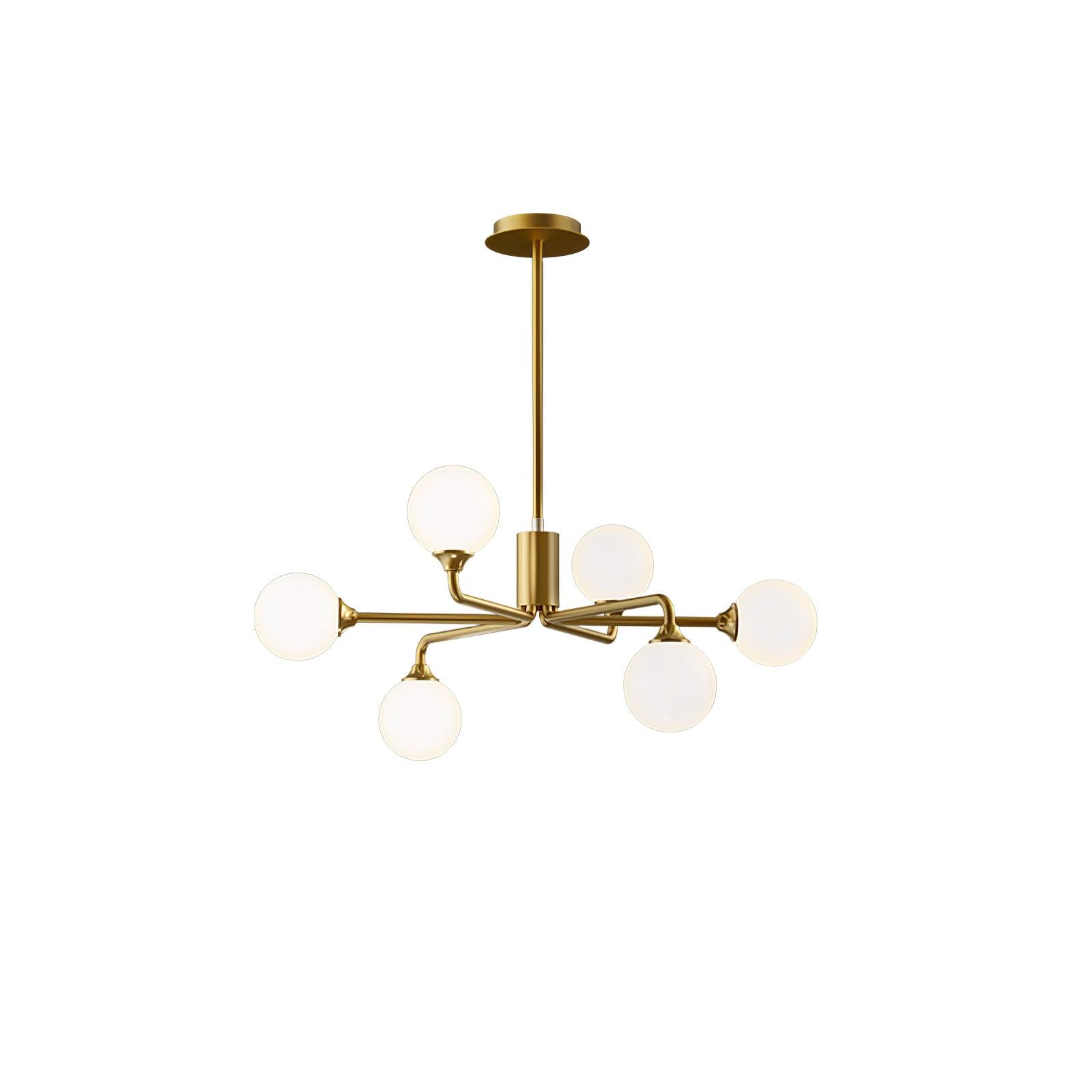 Modern Gold Staggered Glass Globe Chandelier Multi Arm Ceiling Light Fixture