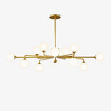 Modern Gold Staggered Glass Globe Chandelier Multi Arm Ceiling Light Fixture